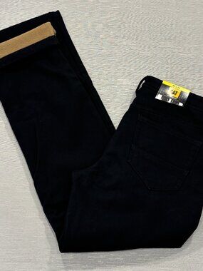 CAT Caterpillar Work Pants Mens 32 x 34 Black Canvas Fleece Lined Insulated